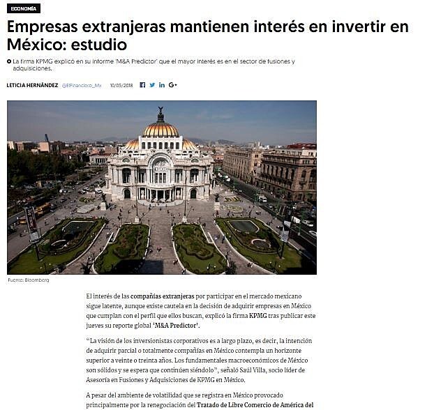 Empresas extranjeras mantienen inters en invertir en Mxico: estudio